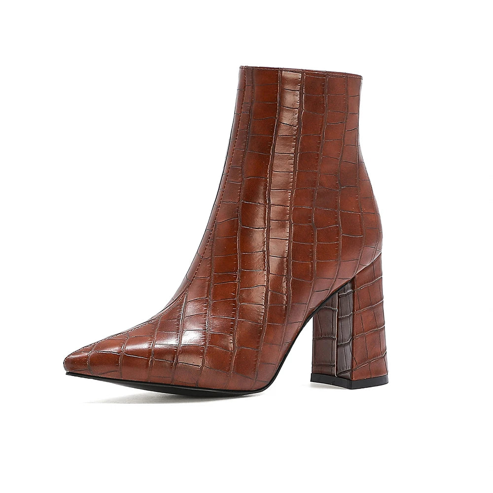 Faux Crocodile Heeled Boot