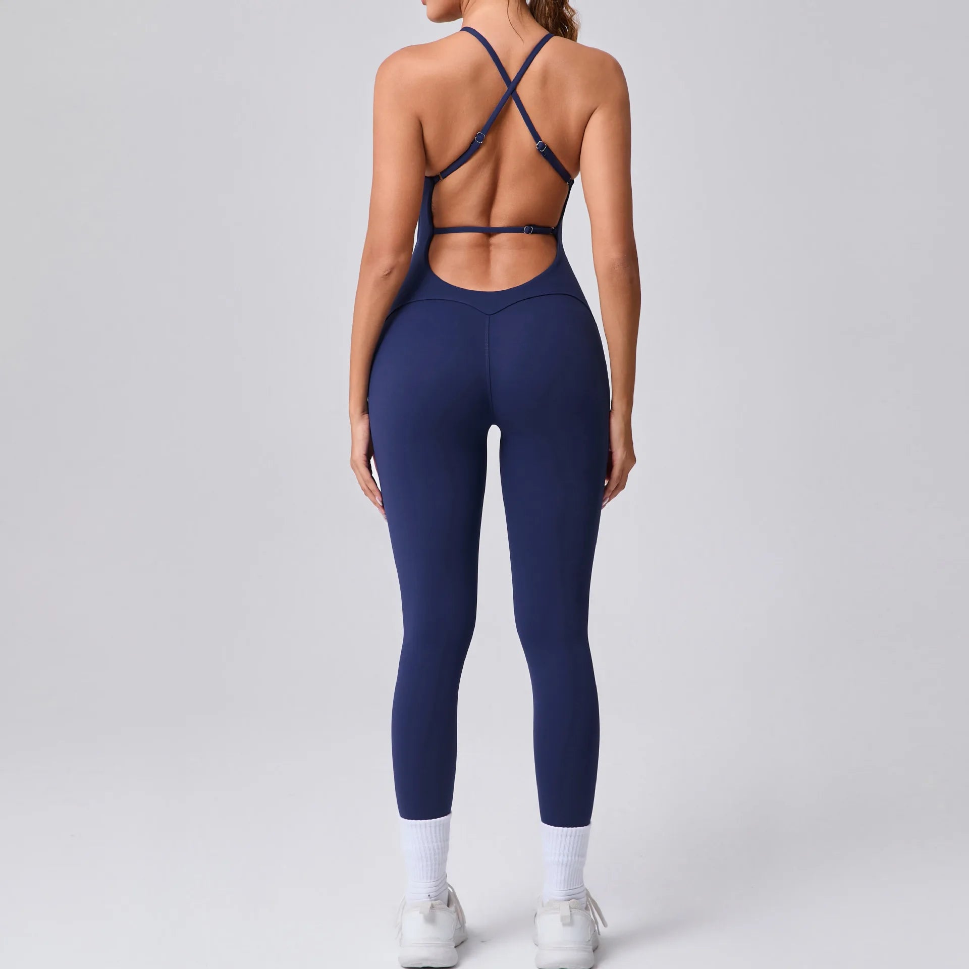 2025 New Sexy Back Cross Straps Beauty Back Peach Hip Tight One-piece Gym Workout Yoga Suit Women Sports Fitness Rompers Gym