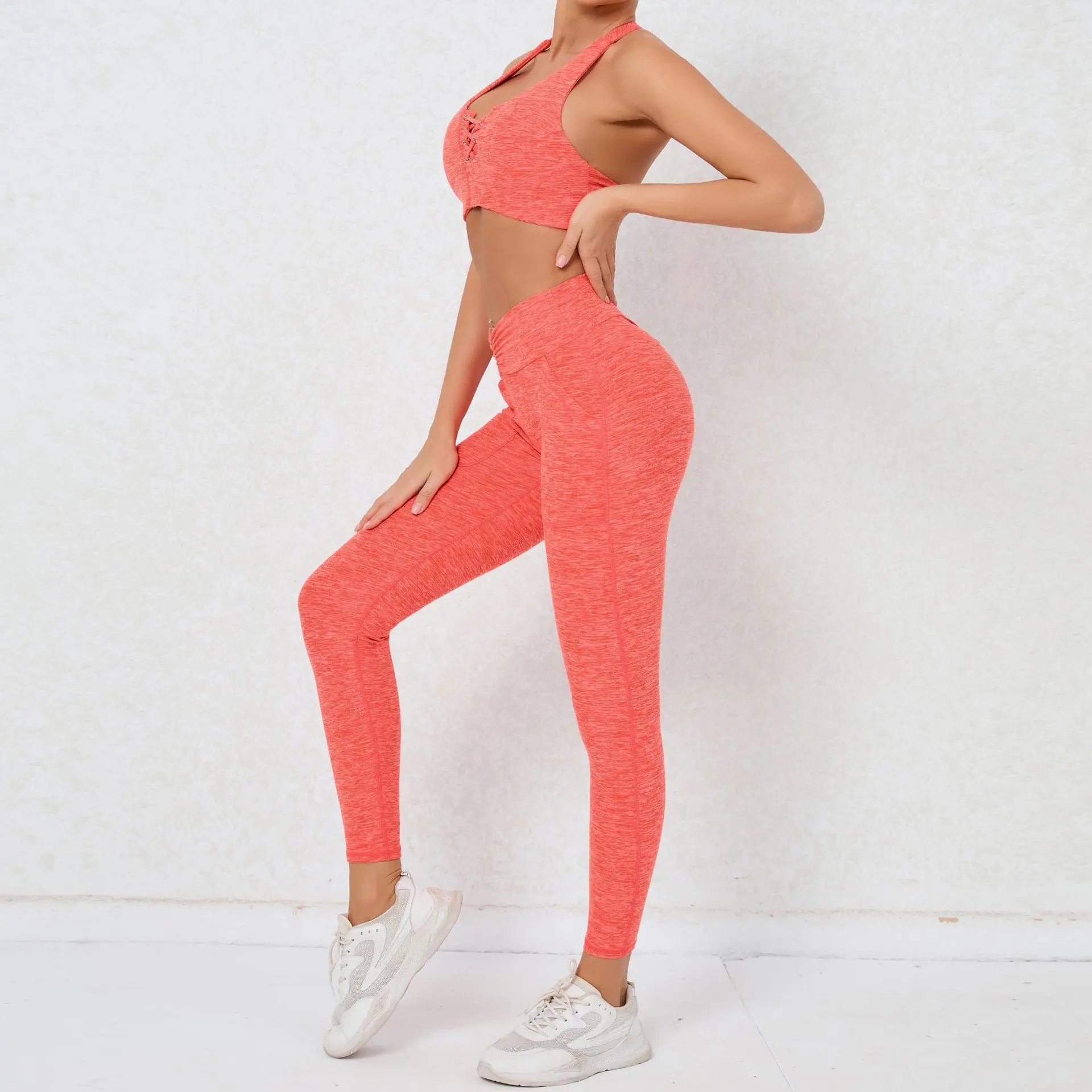 2 Pieces Gym Sports Suit Fitness Suit with Pocket Yoga Training Clothes Yoga Set Sexy Sports Leggings Set Women's Push Up Suit