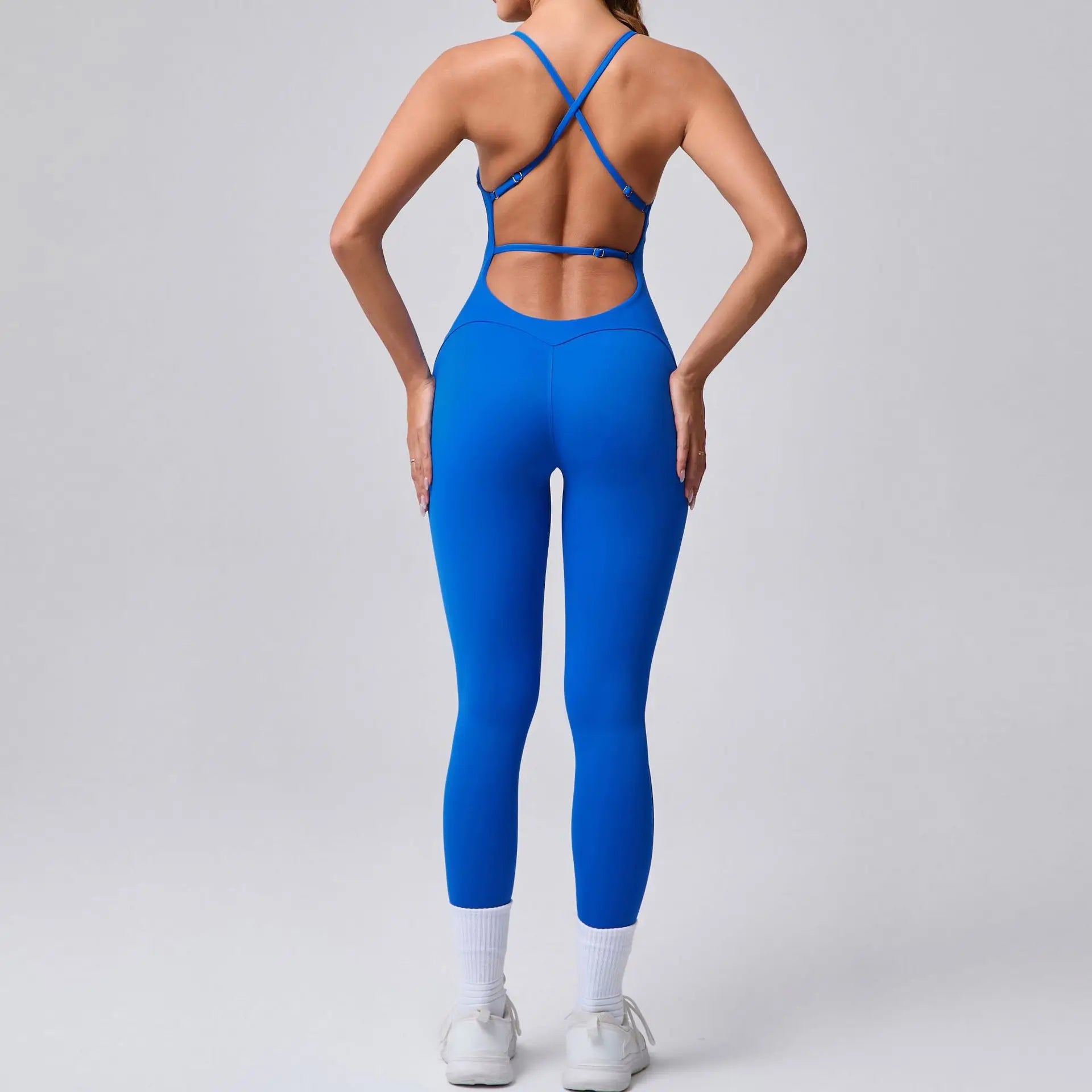 2025 New Sexy Back Cross Straps Beauty Back Peach Hip Tight One-piece Gym Workout Yoga Suit Women Sports Fitness Rompers Gym