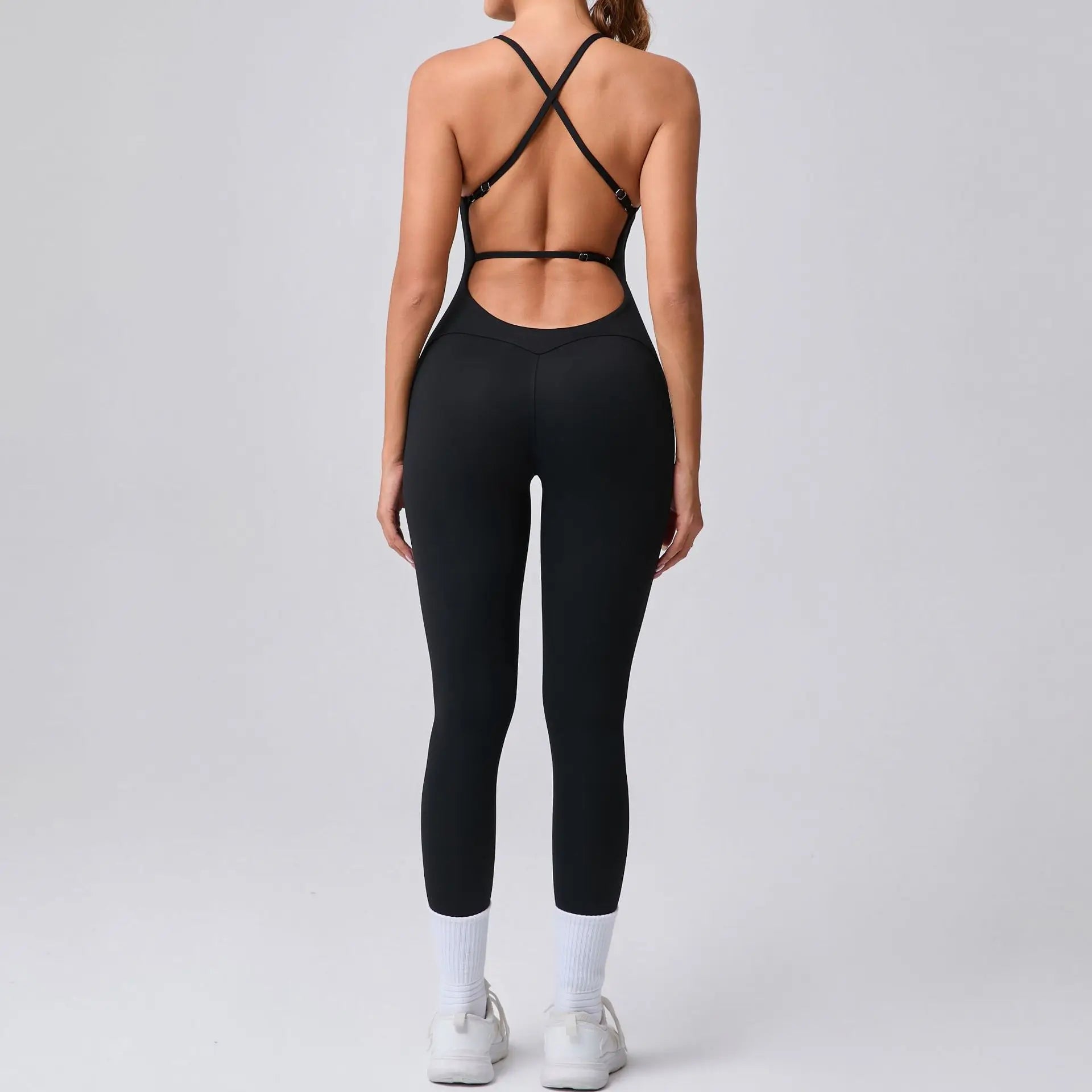 2025 New Sexy Back Cross Straps Beauty Back Peach Hip Tight One-piece Gym Workout Yoga Suit Women Sports Fitness Rompers Gym