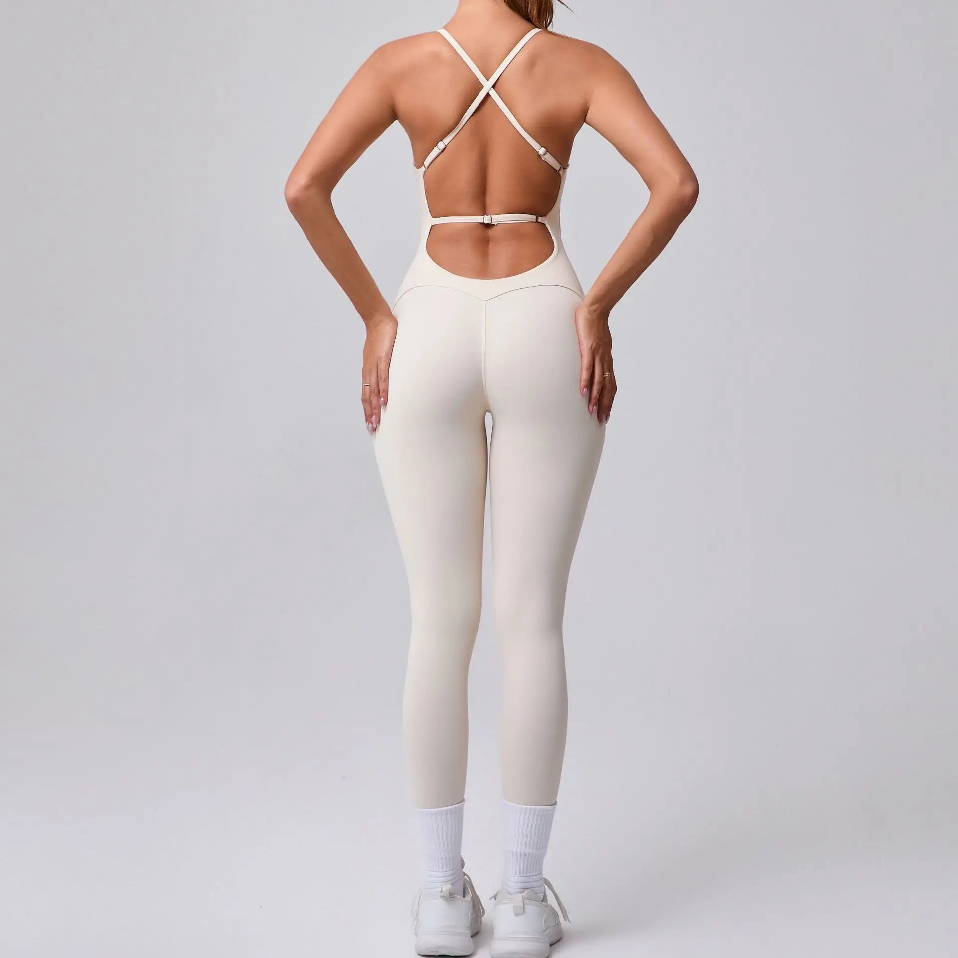 2025 New Sexy Back Cross Straps Beauty Back Peach Hip Tight One-piece Gym Workout Yoga Suit Women Sports Fitness Rompers Gym