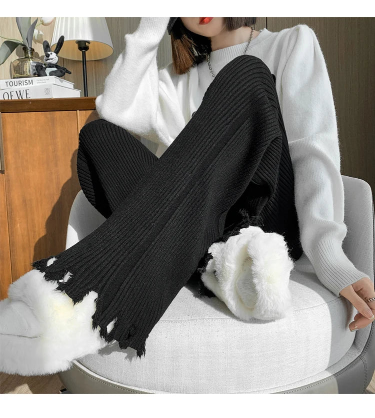 Ribbed Flare Knit Pants