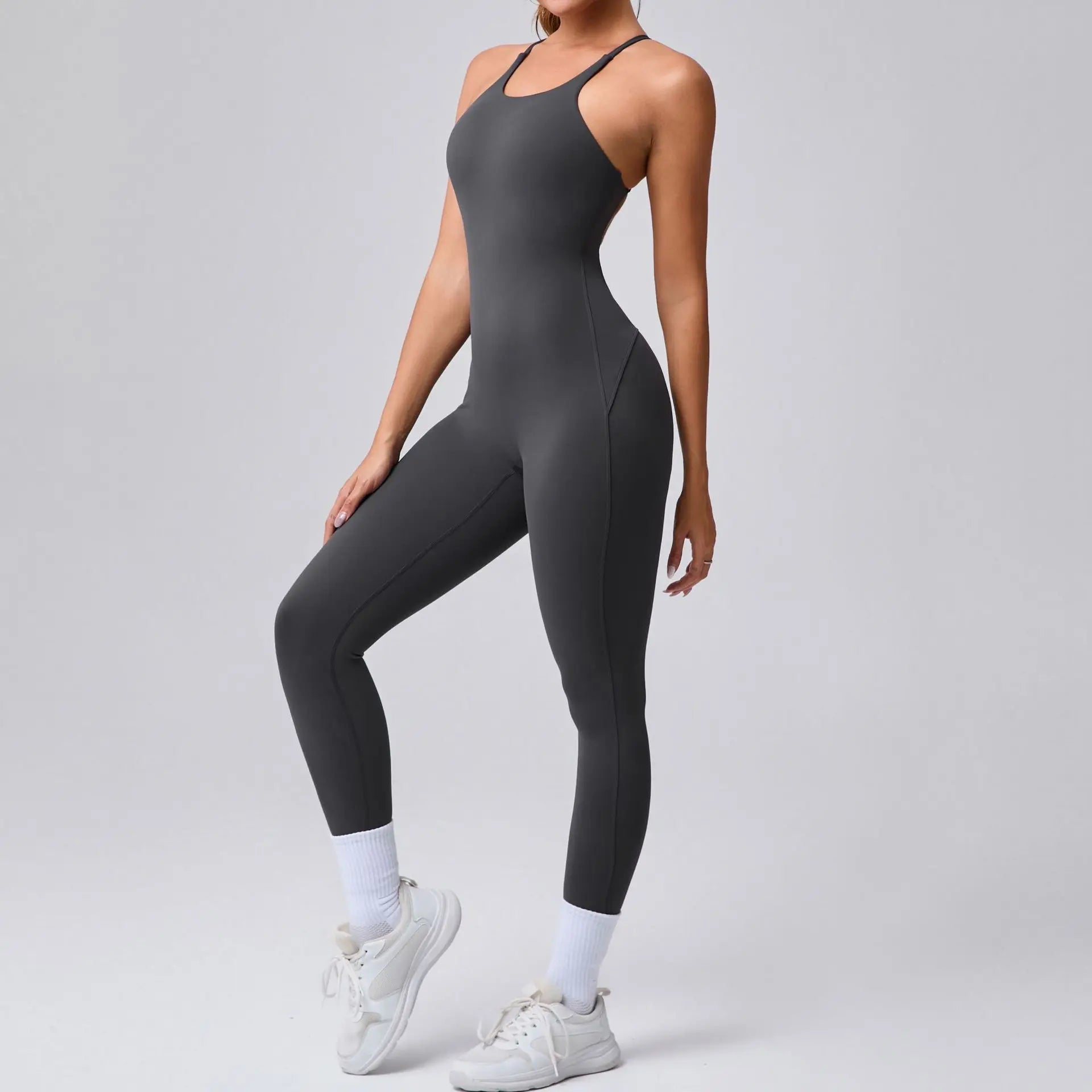2025 New Sexy Back Cross Straps Beauty Back Peach Hip Tight One-piece Gym Workout Yoga Suit Women Sports Fitness Rompers Gym