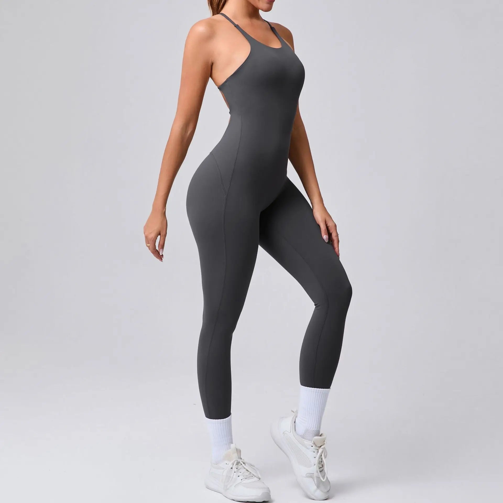 2025 New Sexy Back Cross Straps Beauty Back Peach Hip Tight One-piece Gym Workout Yoga Suit Women Sports Fitness Rompers Gym