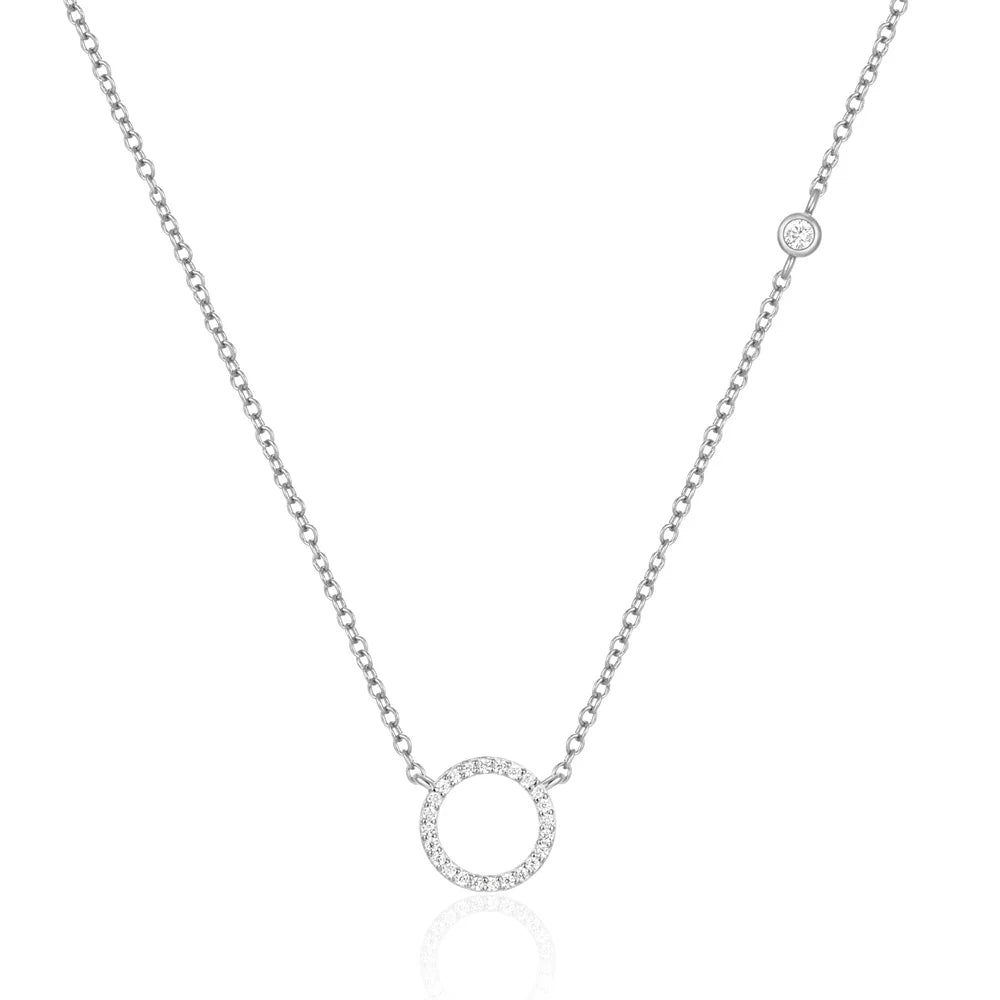 Dainty Circle Pavé Pendant Necklace