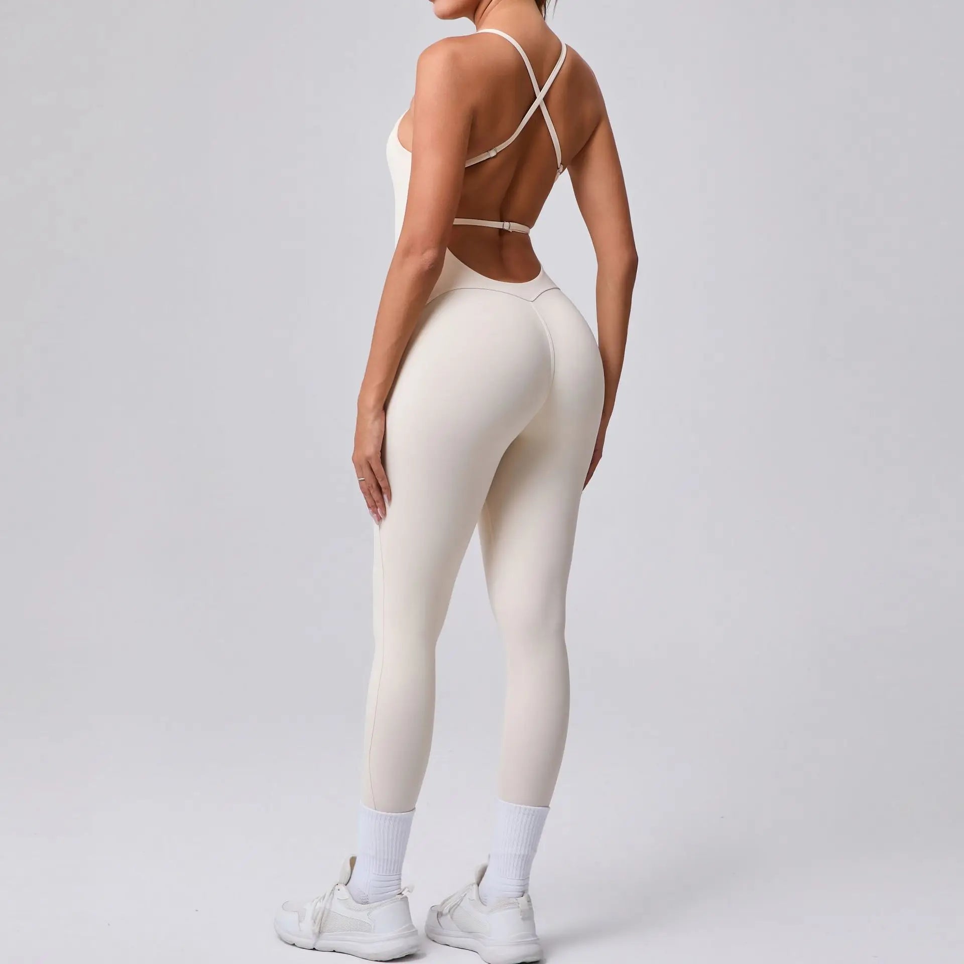 2025 New Sexy Back Cross Straps Beauty Back Peach Hip Tight One-piece Gym Workout Yoga Suit Women Sports Fitness Rompers Gym