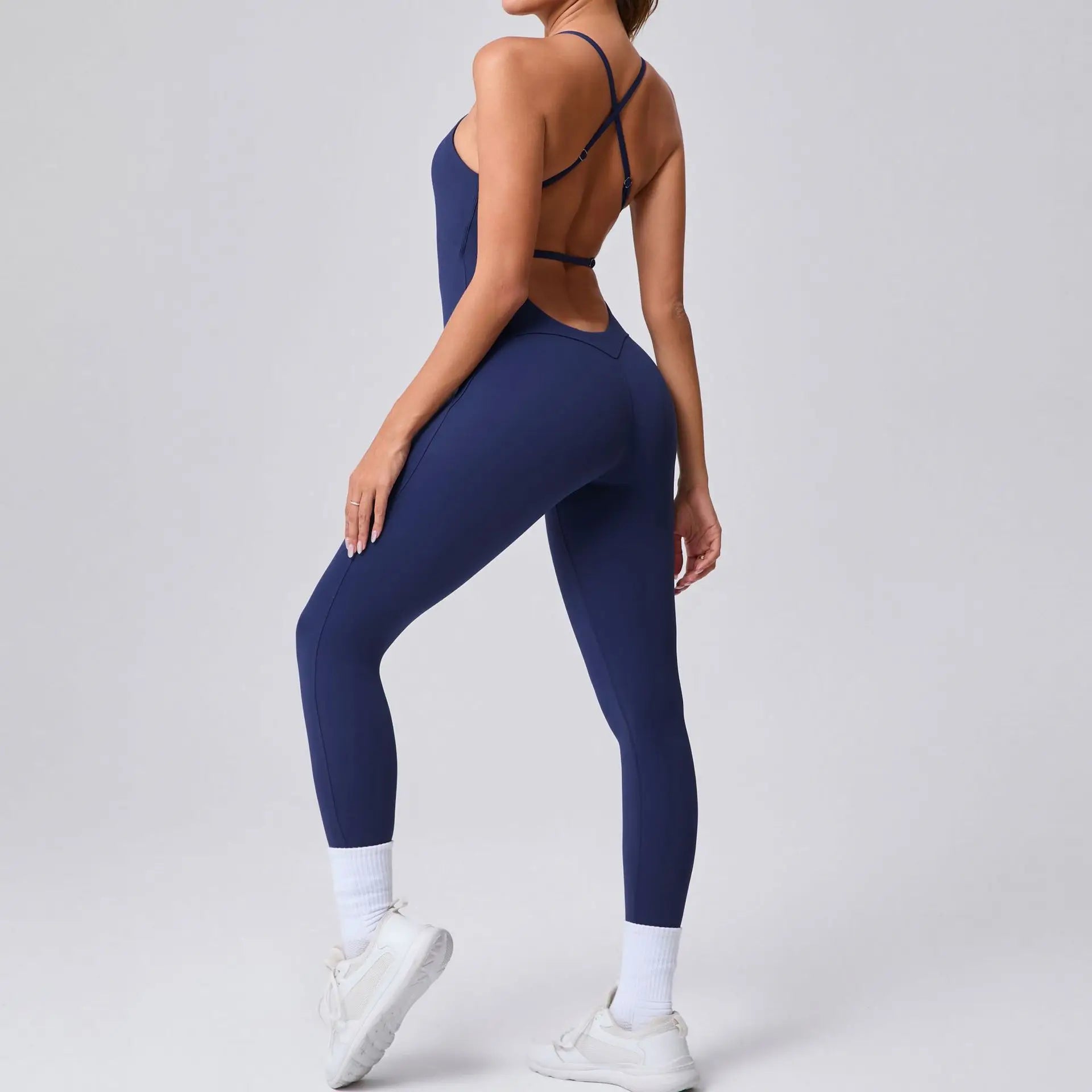 2025 New Sexy Back Cross Straps Beauty Back Peach Hip Tight One-piece Gym Workout Yoga Suit Women Sports Fitness Rompers Gym