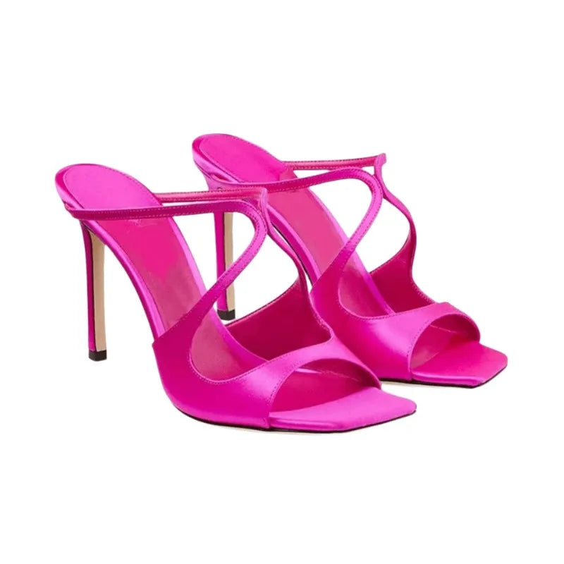 Strappy Satin High Heel Sandals