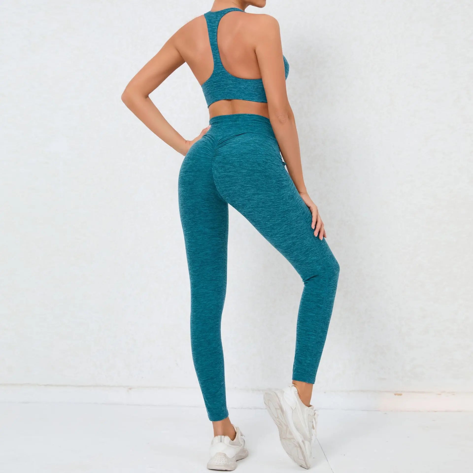 2 Pieces Gym Sports Suit Fitness Suit with Pocket Yoga Training Clothes Yoga Set Sexy Sports Leggings Set Women's Push Up Suit