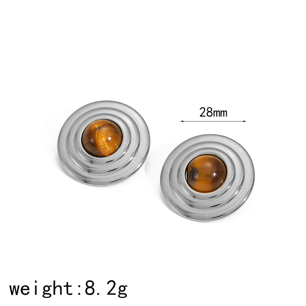Vintage Dome Cabochon Stud Earrings