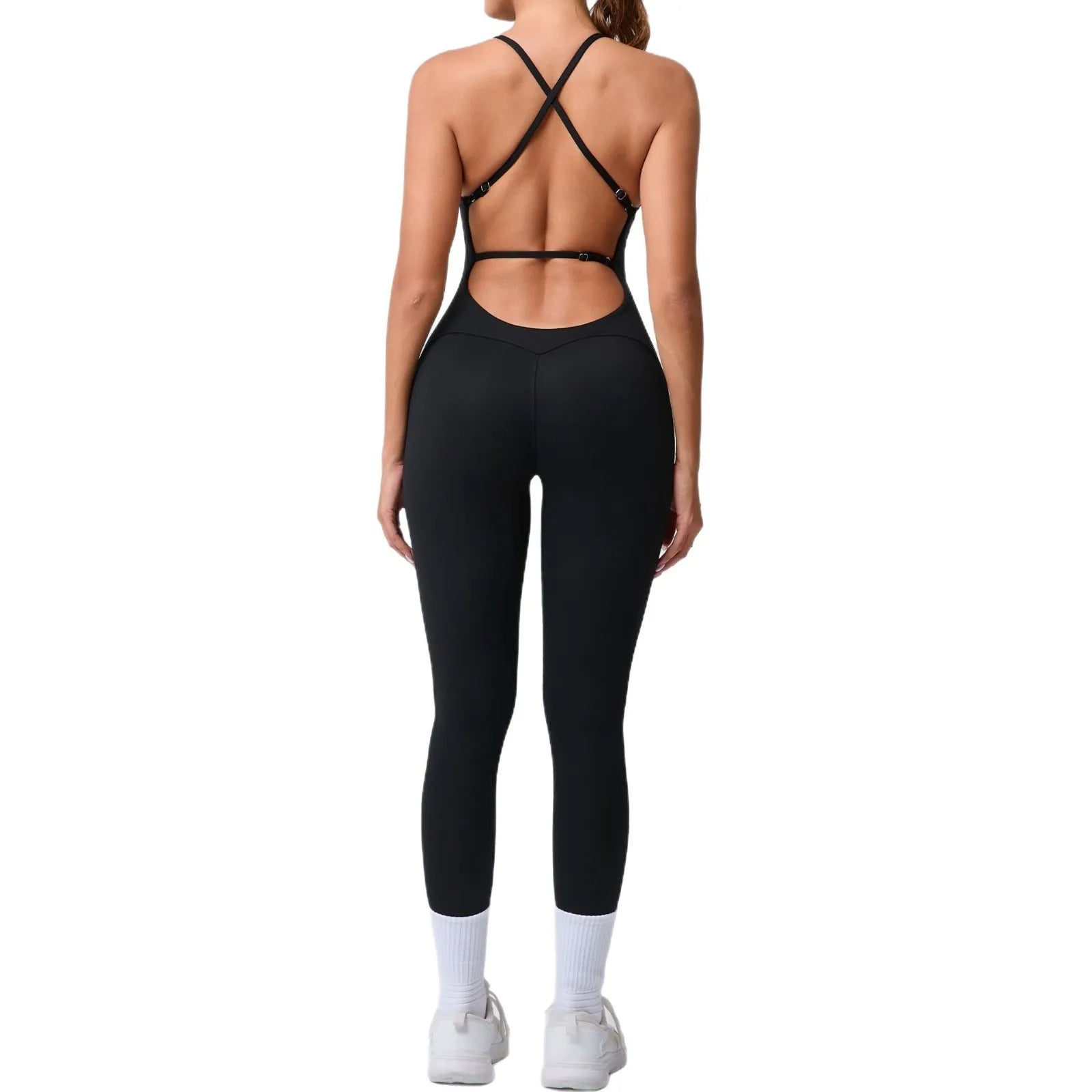 2025 New Sexy Back Cross Straps Beauty Back Peach Hip Tight One-piece Gym Workout Yoga Suit Women Sports Fitness Rompers Gym