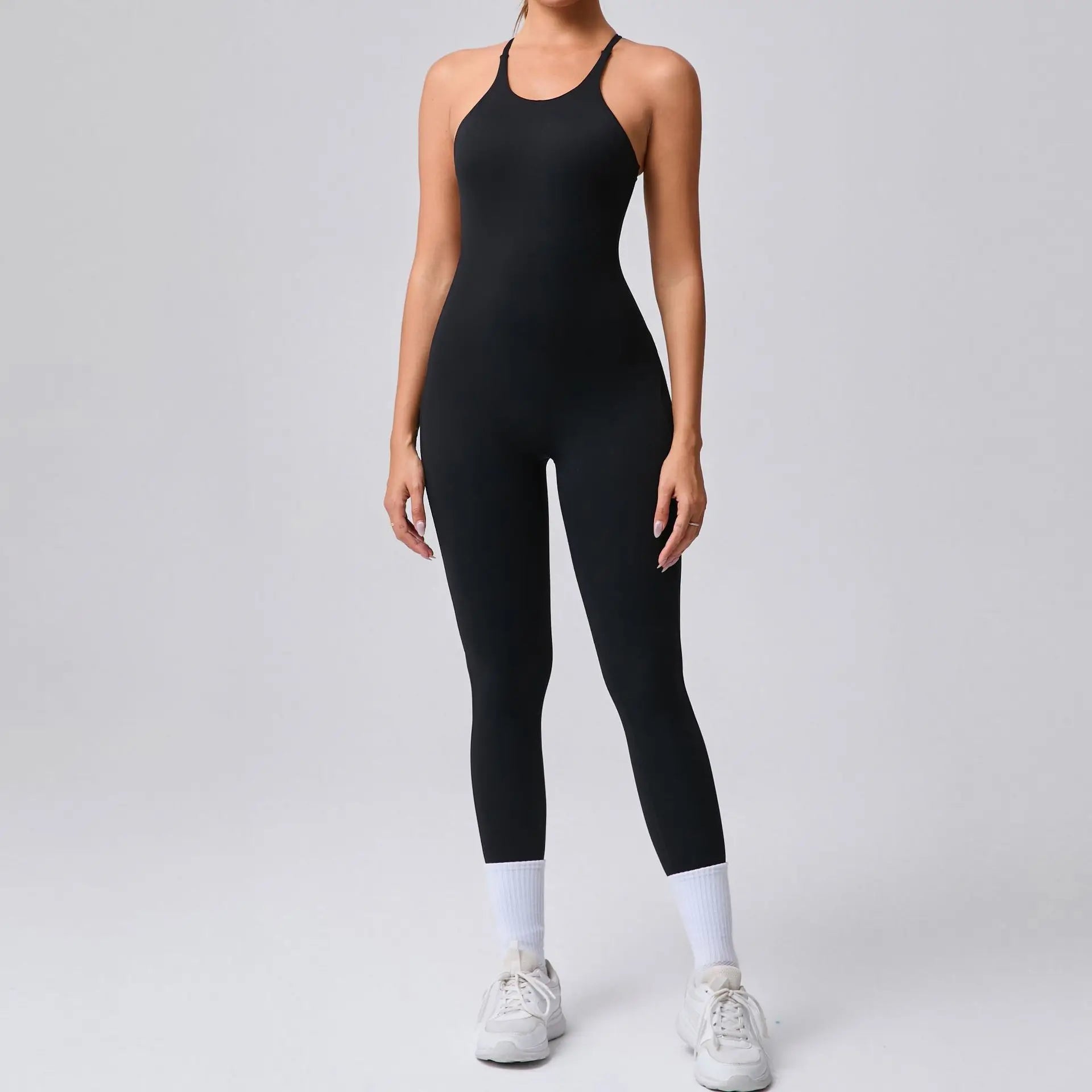2025 New Sexy Back Cross Straps Beauty Back Peach Hip Tight One-piece Gym Workout Yoga Suit Women Sports Fitness Rompers Gym