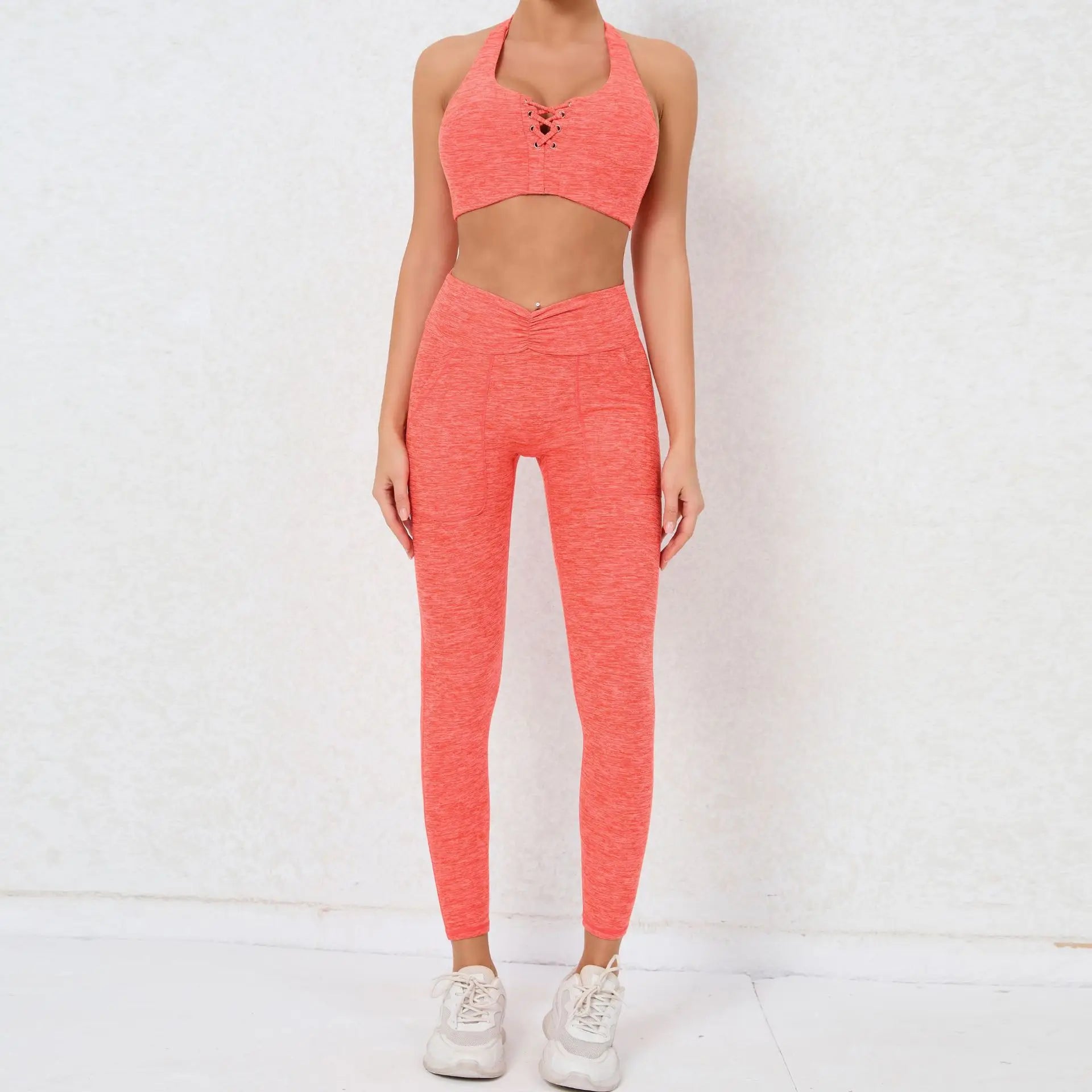 2 Pieces Gym Sports Suit Fitness Suit with Pocket Yoga Training Clothes Yoga Set Sexy Sports Leggings Set Women's Push Up Suit