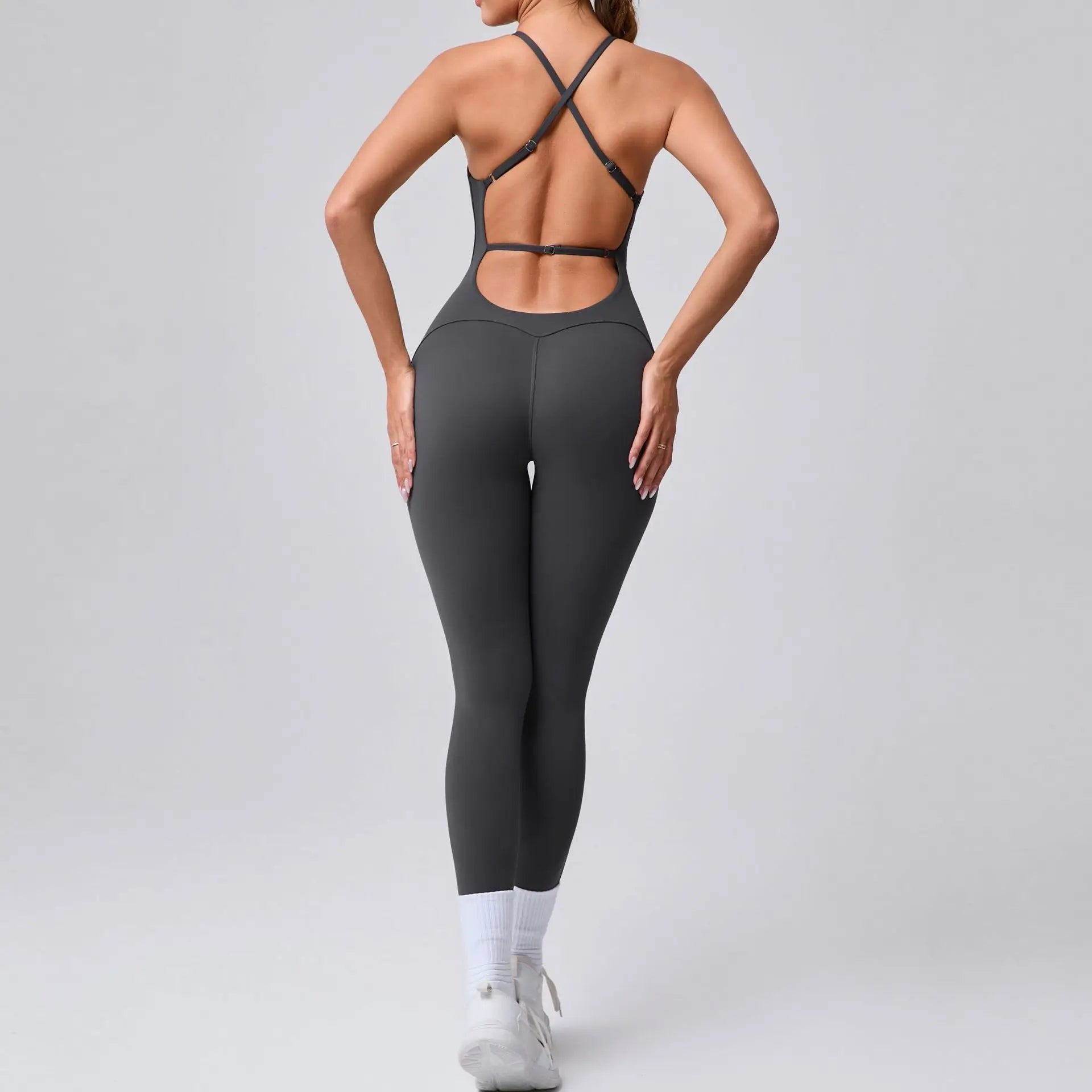 2025 New Sexy Back Cross Straps Beauty Back Peach Hip Tight One-piece Gym Workout Yoga Suit Women Sports Fitness Rompers Gym