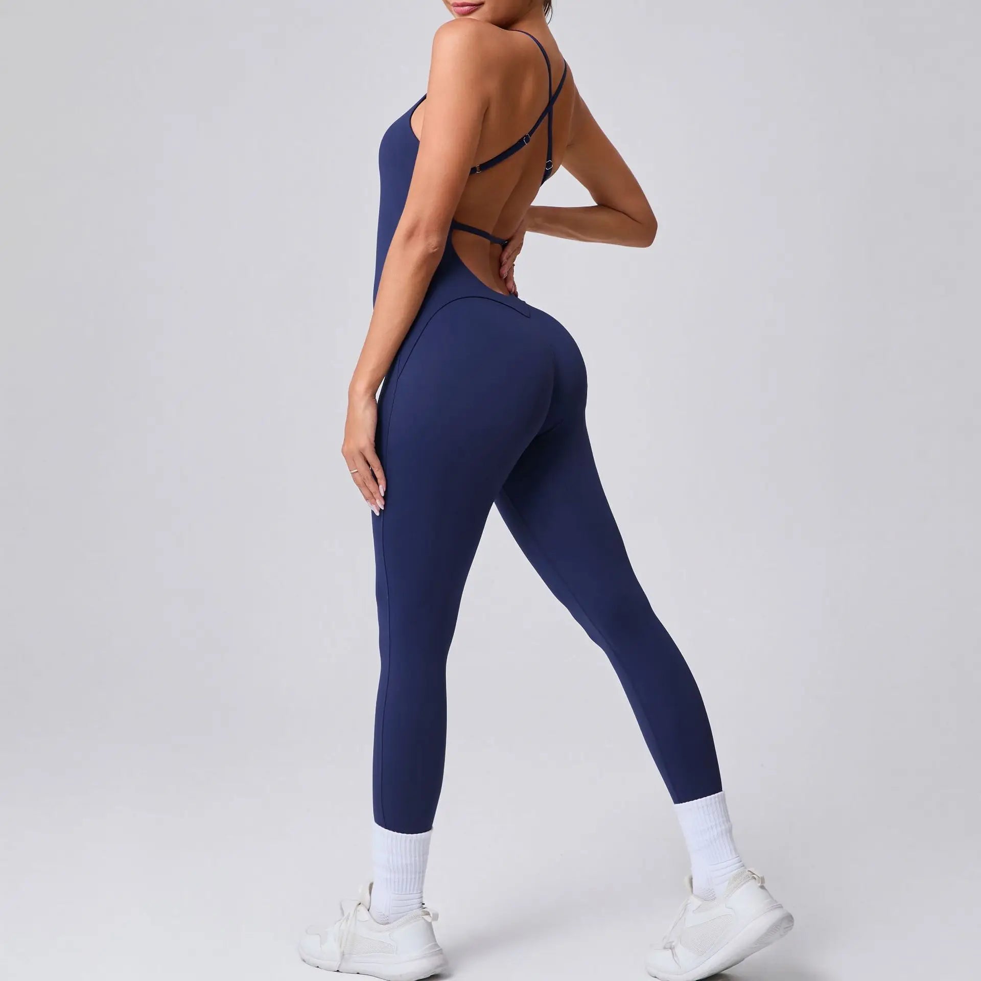 2025 New Sexy Back Cross Straps Beauty Back Peach Hip Tight One-piece Gym Workout Yoga Suit Women Sports Fitness Rompers Gym