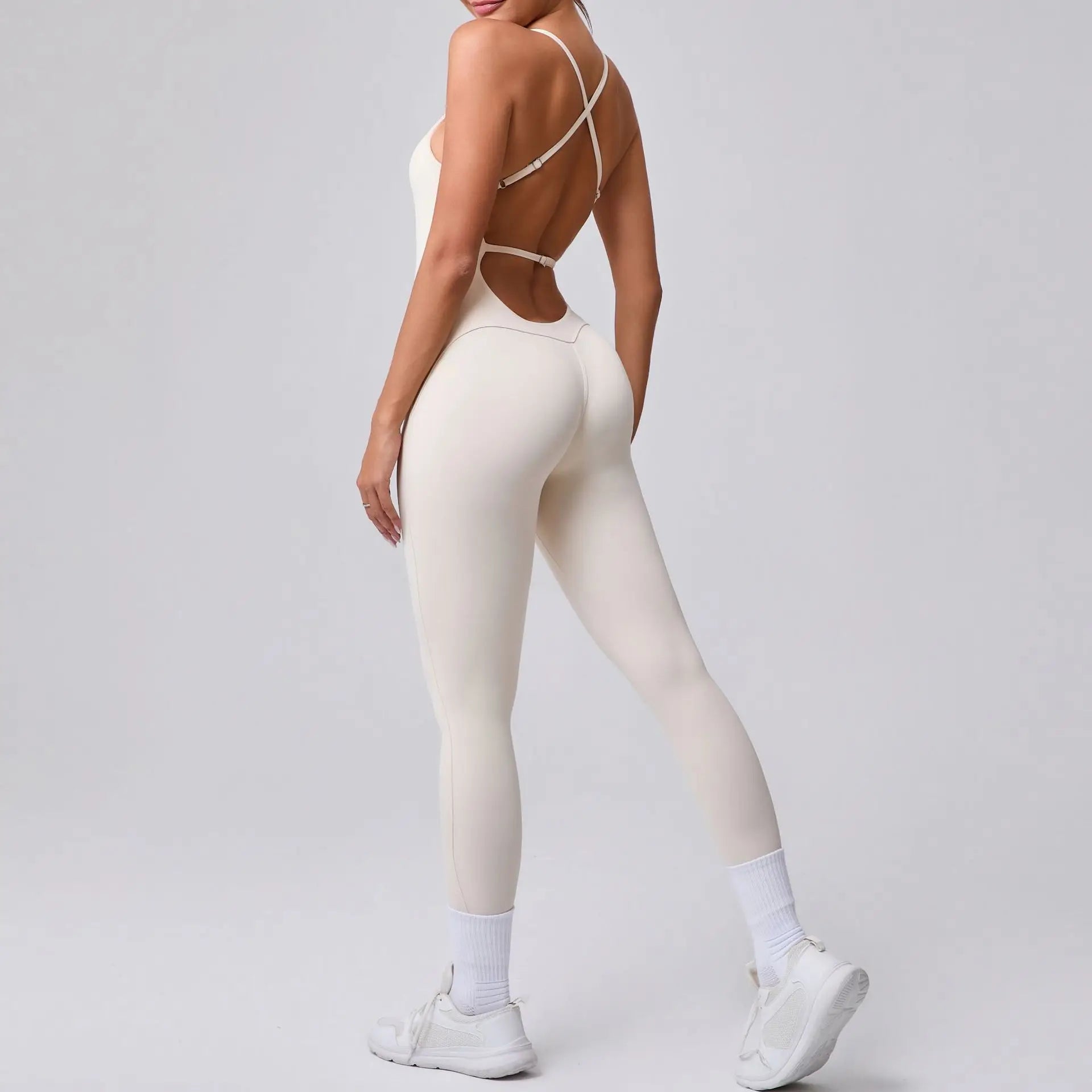 2025 New Sexy Back Cross Straps Beauty Back Peach Hip Tight One-piece Gym Workout Yoga Suit Women Sports Fitness Rompers Gym