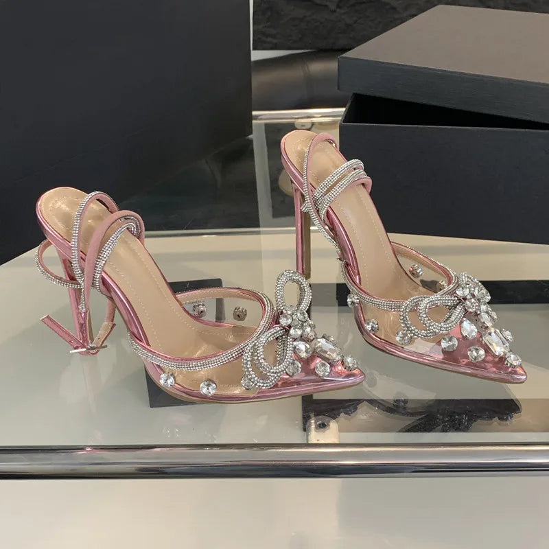 Rhinestone Bow Stiletto Heels