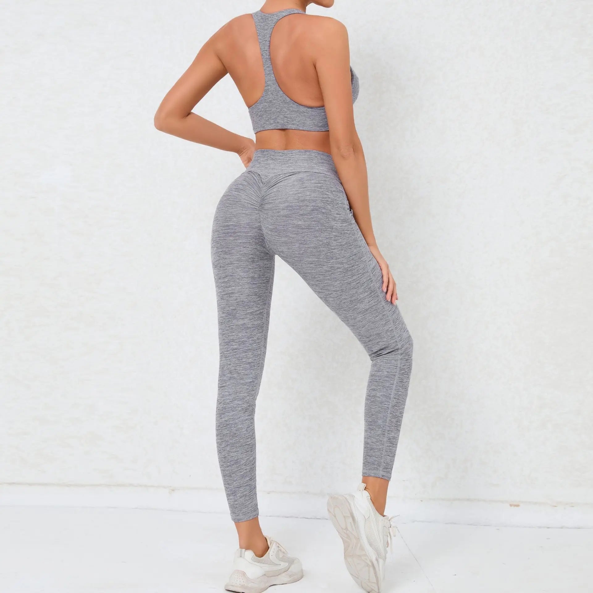 2 Pieces Gym Sports Suit Fitness Suit with Pocket Yoga Training Clothes Yoga Set Sexy Sports Leggings Set Women's Push Up Suit