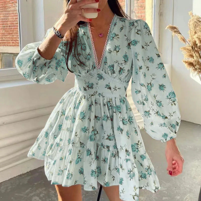 Floral Puff Sleeve Mini Dress