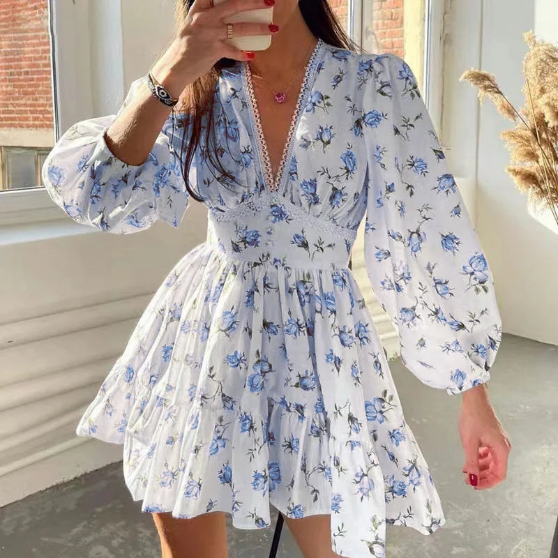 Floral Puff Sleeve Mini Dress