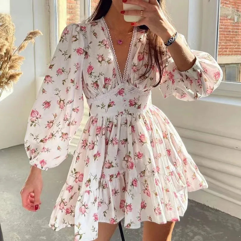 Floral Puff Sleeve Mini Dress