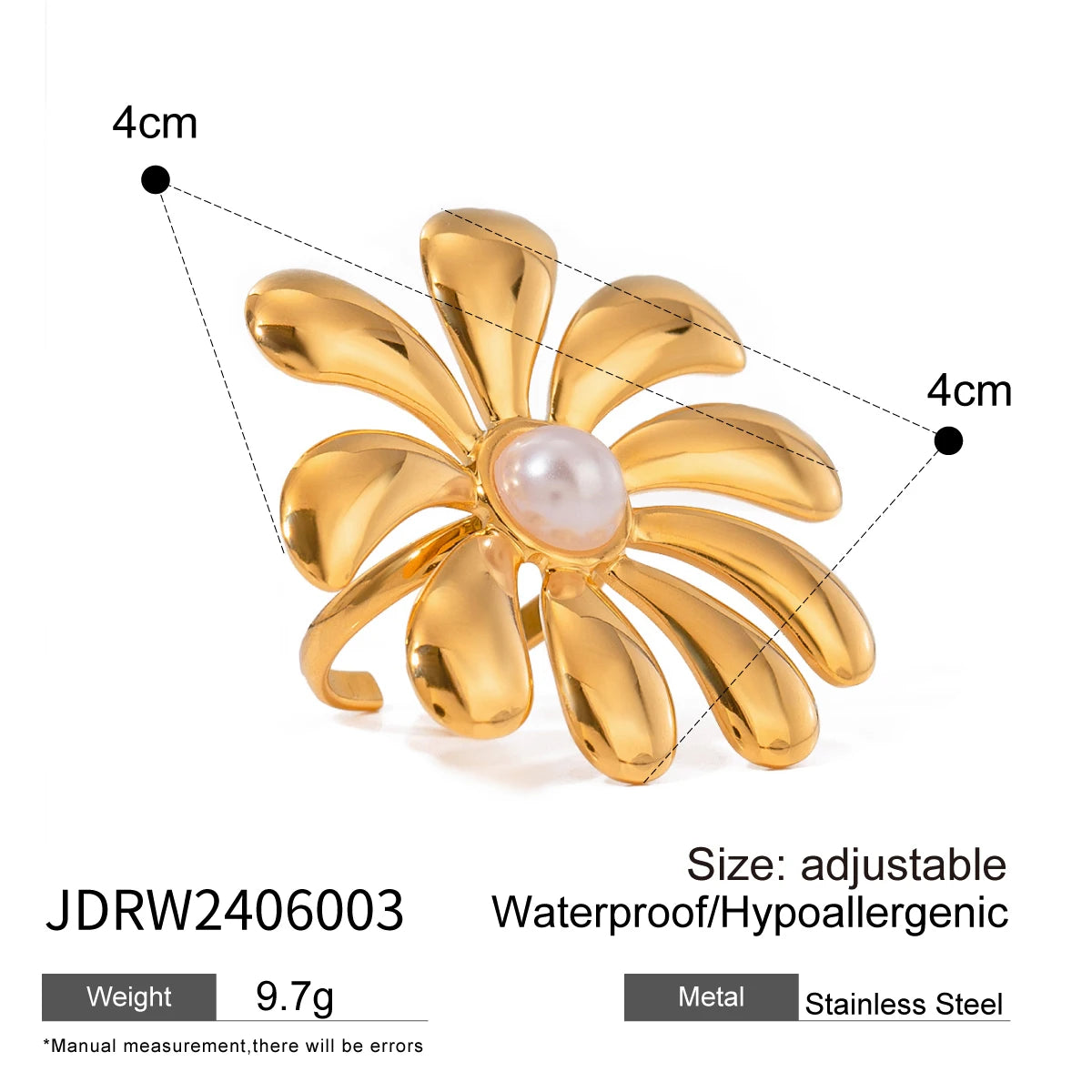 Pearl Bloom Flower Statement Ring