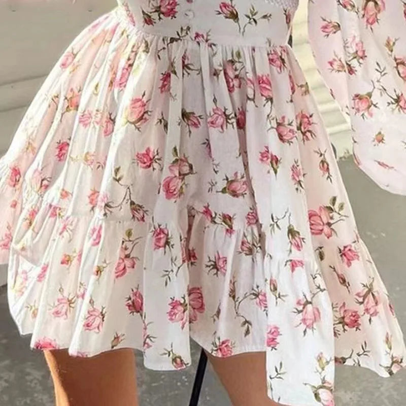 Floral Puff Sleeve Mini Dress