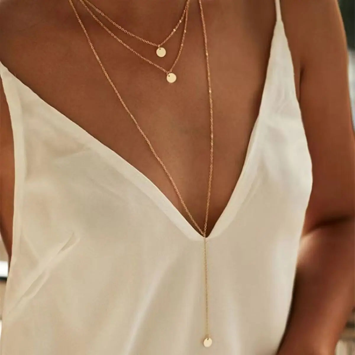 Layered Disc Pendant Necklace