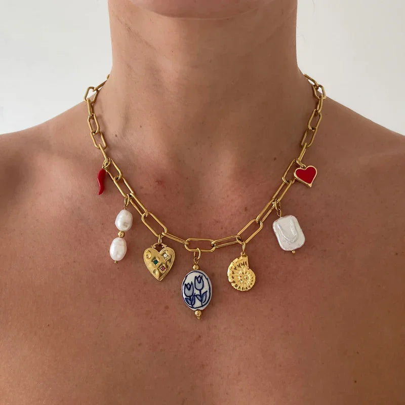Charm Link Statement Necklace