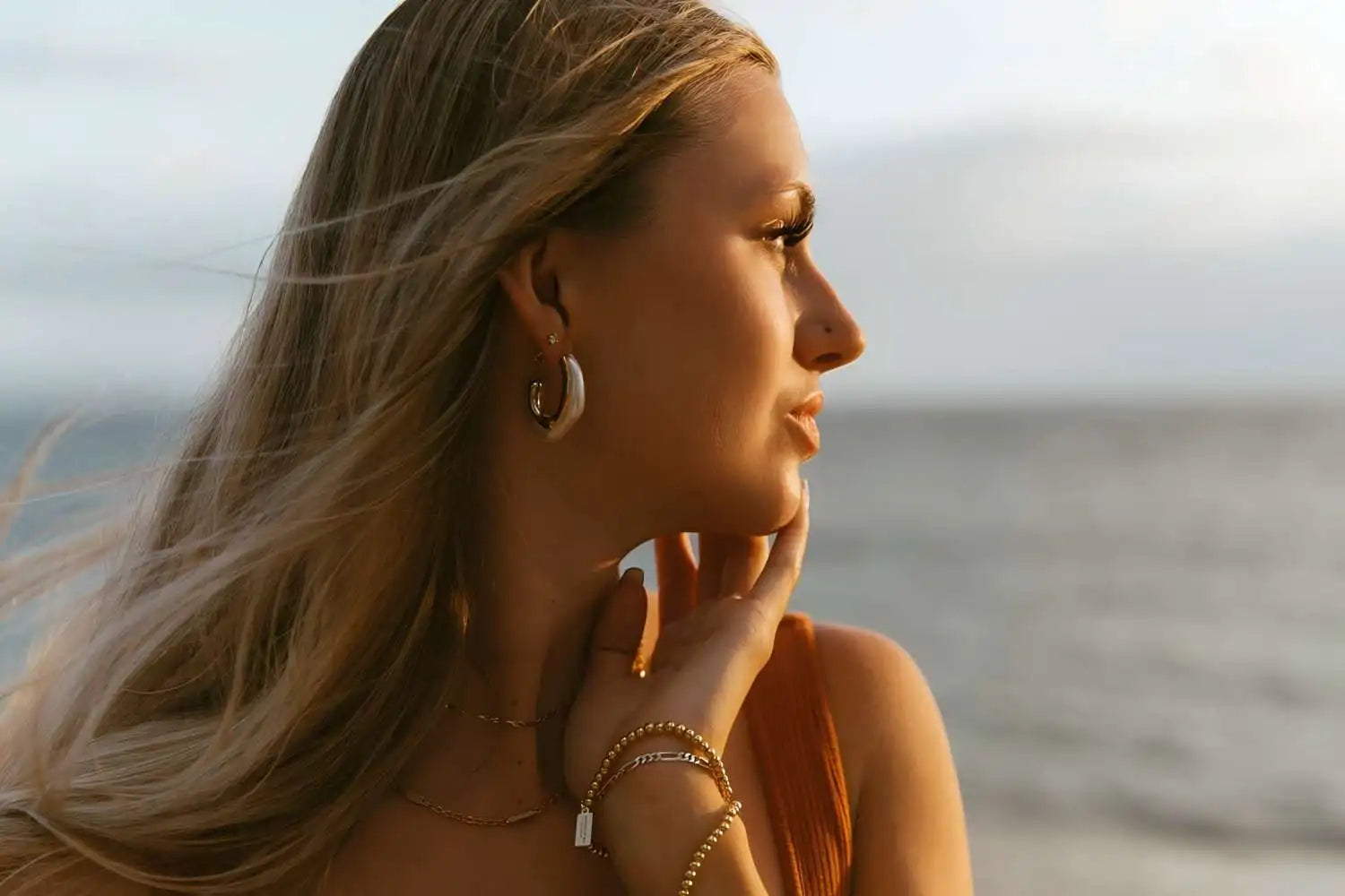 Resin & Gold Hoop Earrings