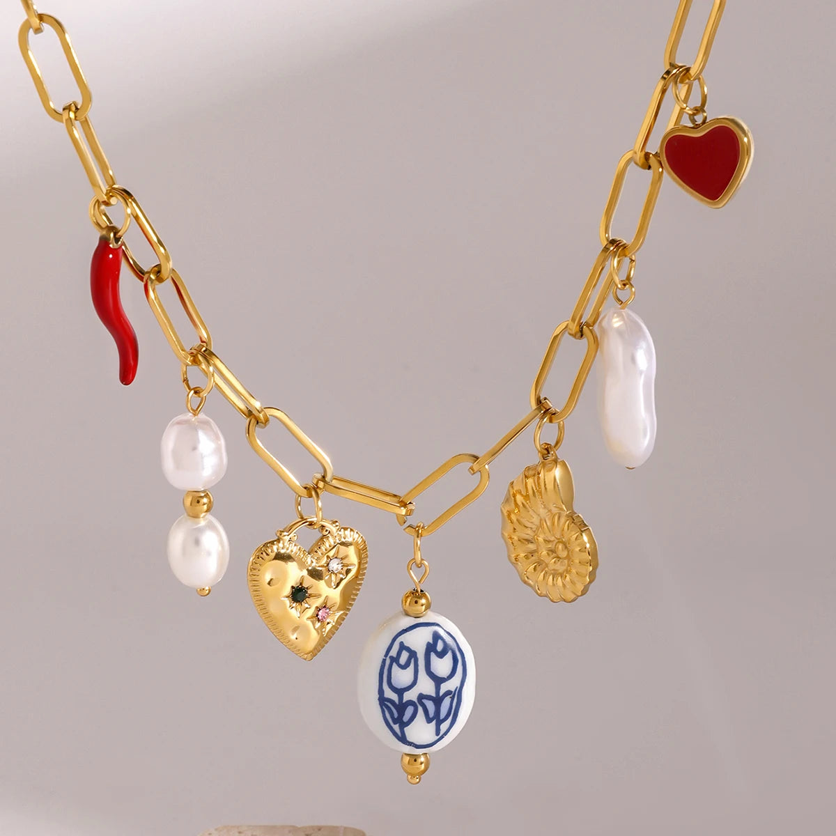Charm Link Statement Necklace