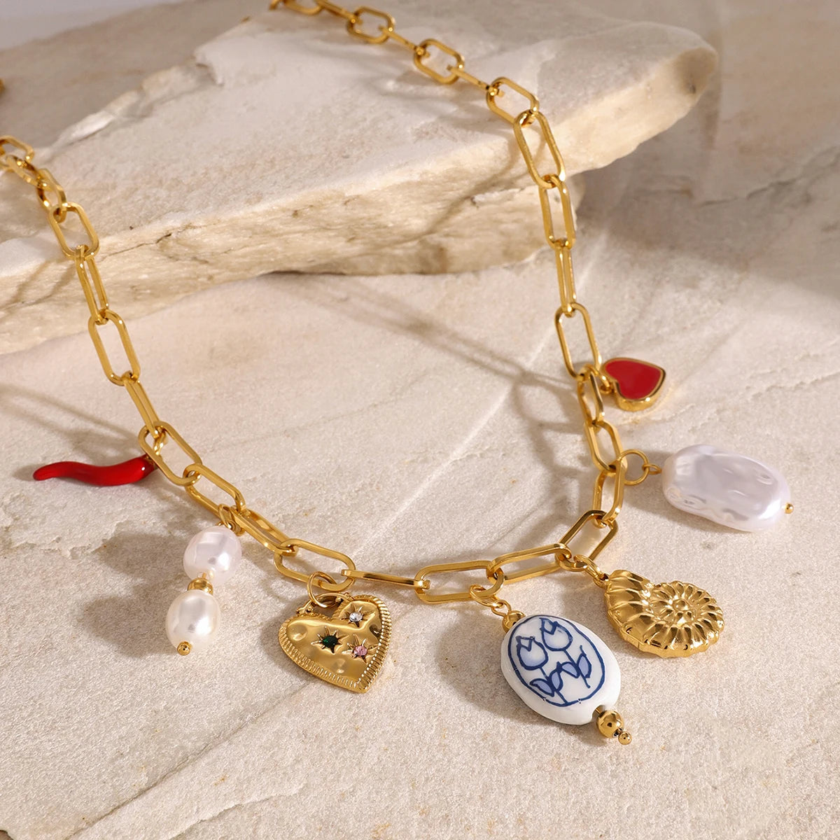 Charm Link Statement Necklace