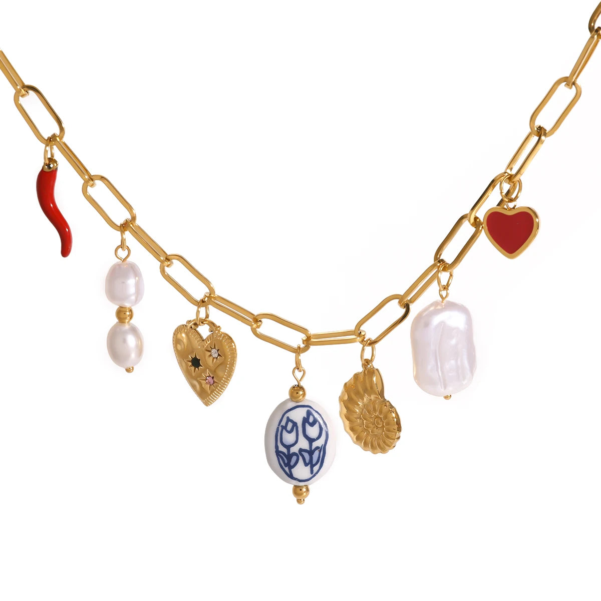 Charm Link Statement Necklace