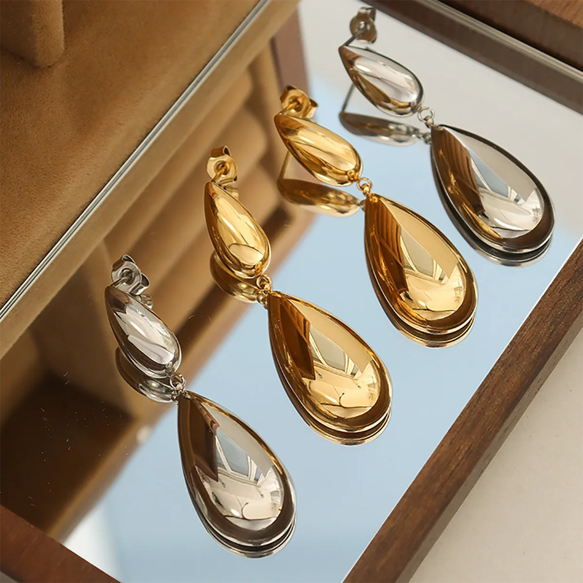 Liquid Teardrop Double Drop Earrings