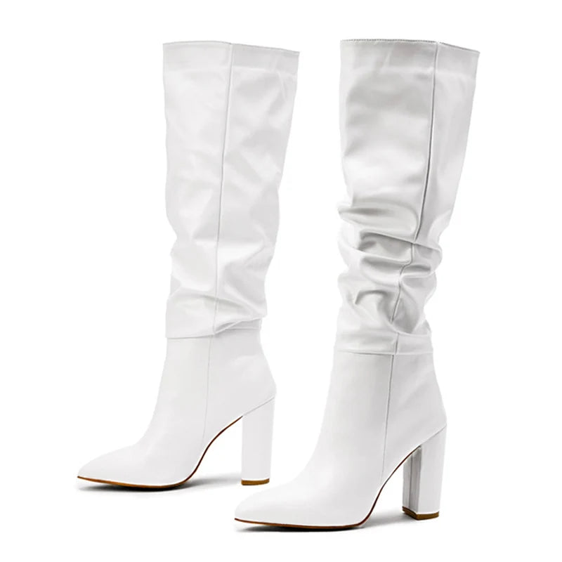 Sleek Black Slouch High-Heel Boots