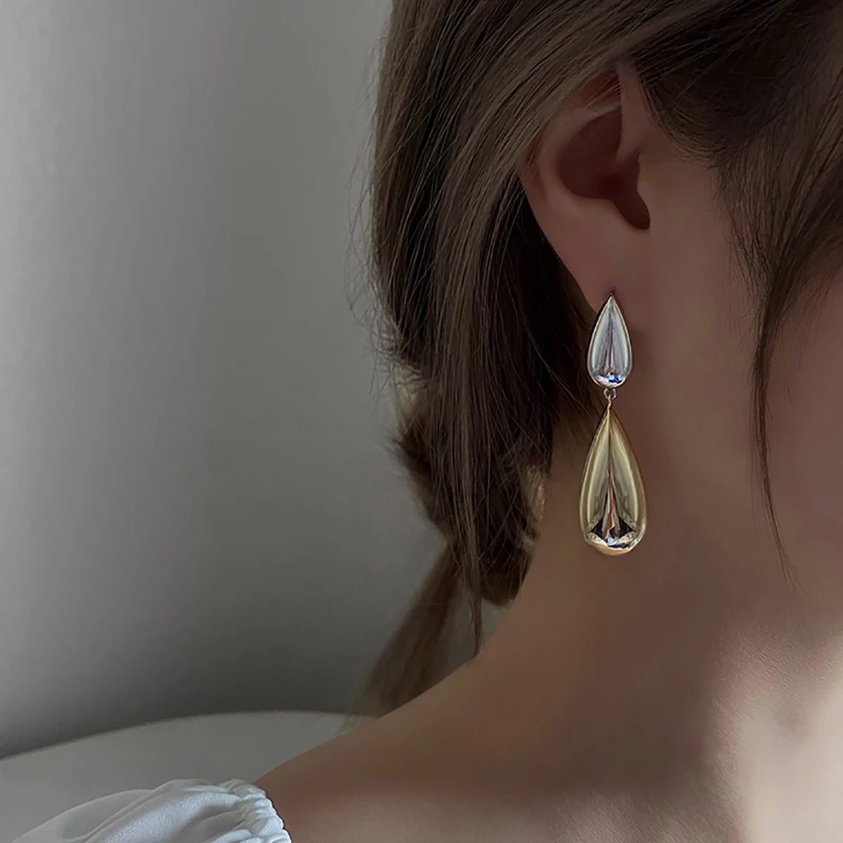 Liquid Teardrop Double Drop Earrings