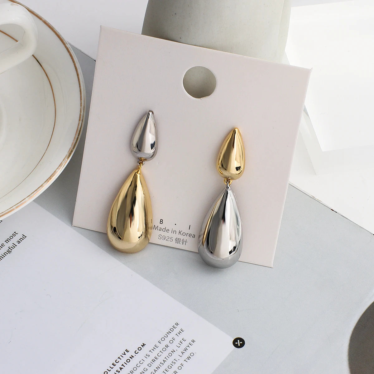 Liquid Teardrop Double Drop Earrings