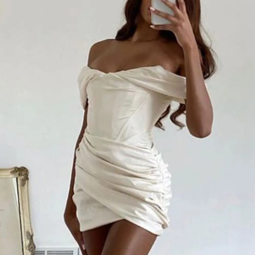 Off-Shoulder Ruched Mini Dress