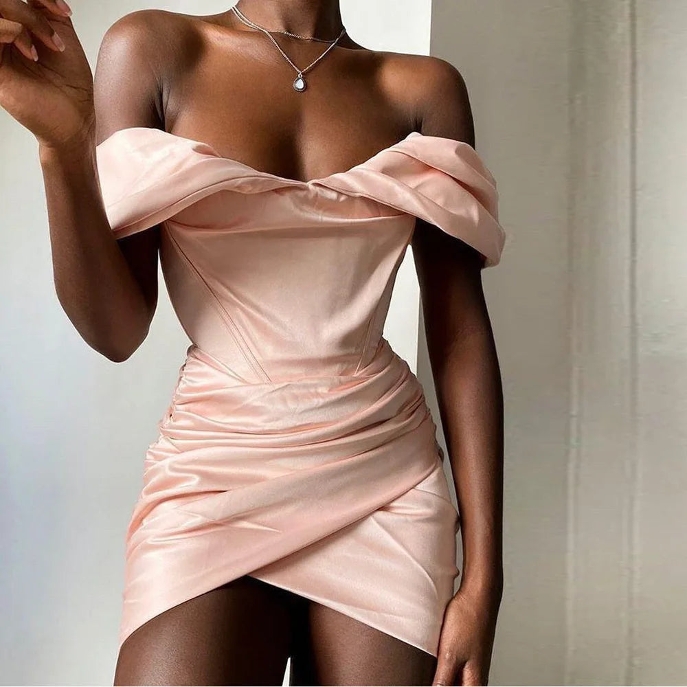 Off-Shoulder Ruched Mini Dress