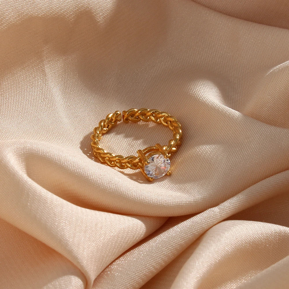 Rope Chain Solitaire Stackable Ring