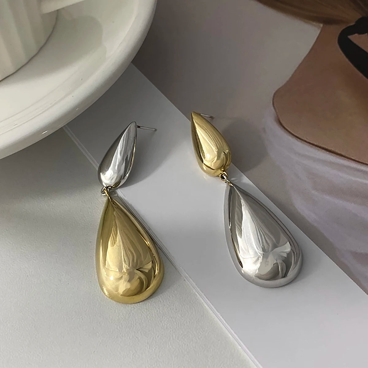 Liquid Teardrop Double Drop Earrings
