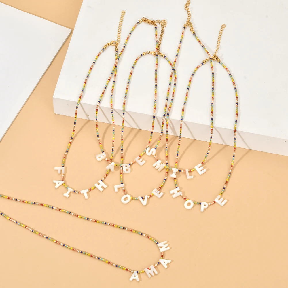 Custom Beaded Letter Necklace