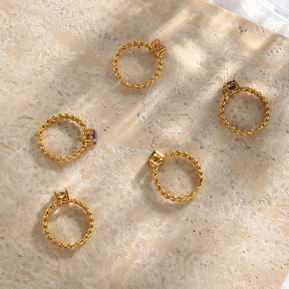 Rope Chain Solitaire Stackable Ring