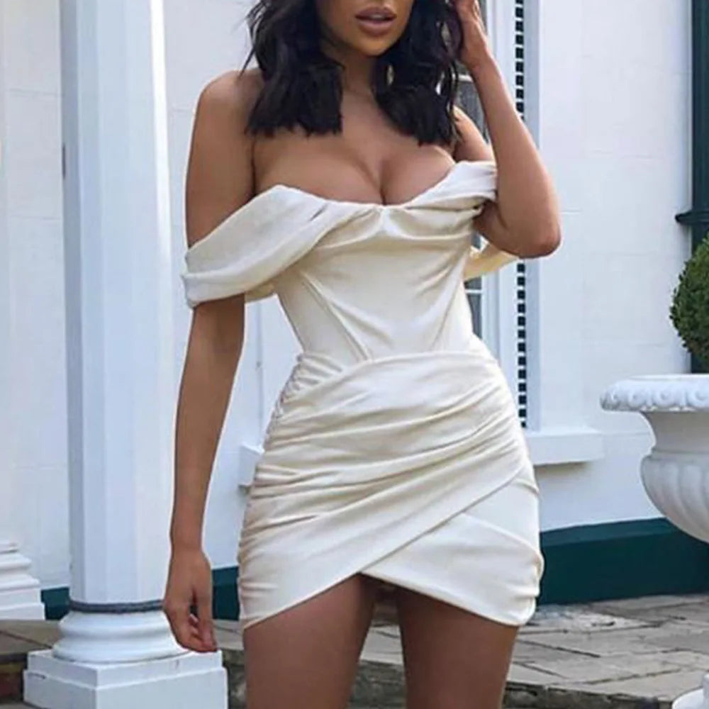 Off-Shoulder Ruched Mini Dress