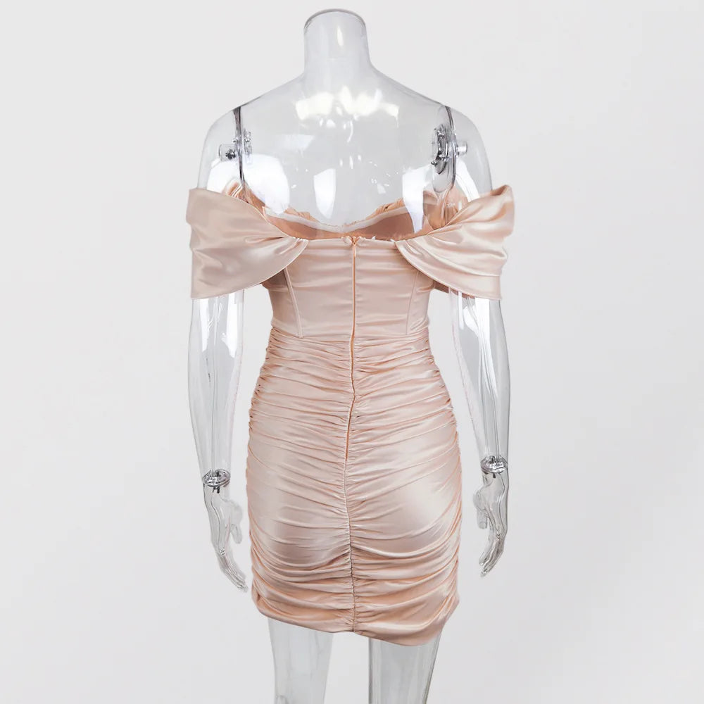 Off-Shoulder Ruched Mini Dress