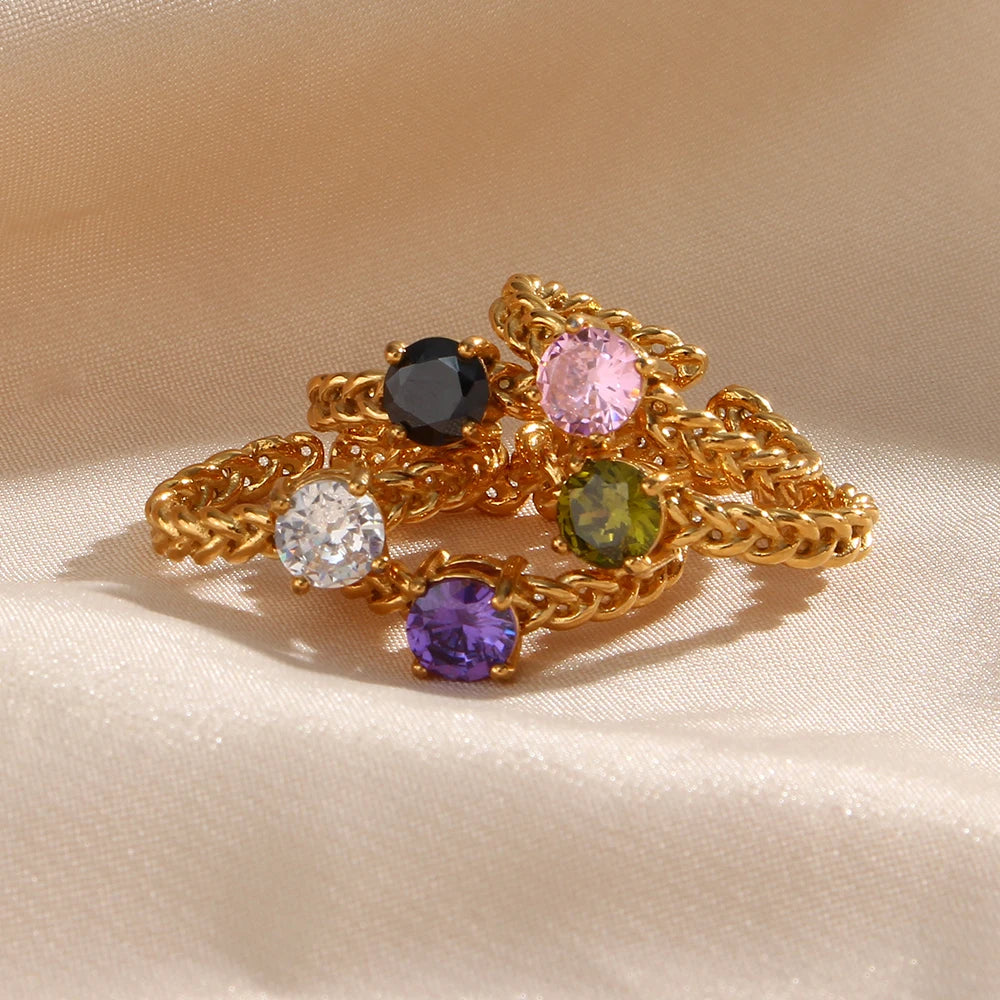 Rope Chain Solitaire Stackable Ring