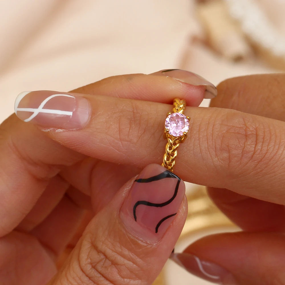 Rope Chain Solitaire Stackable Ring