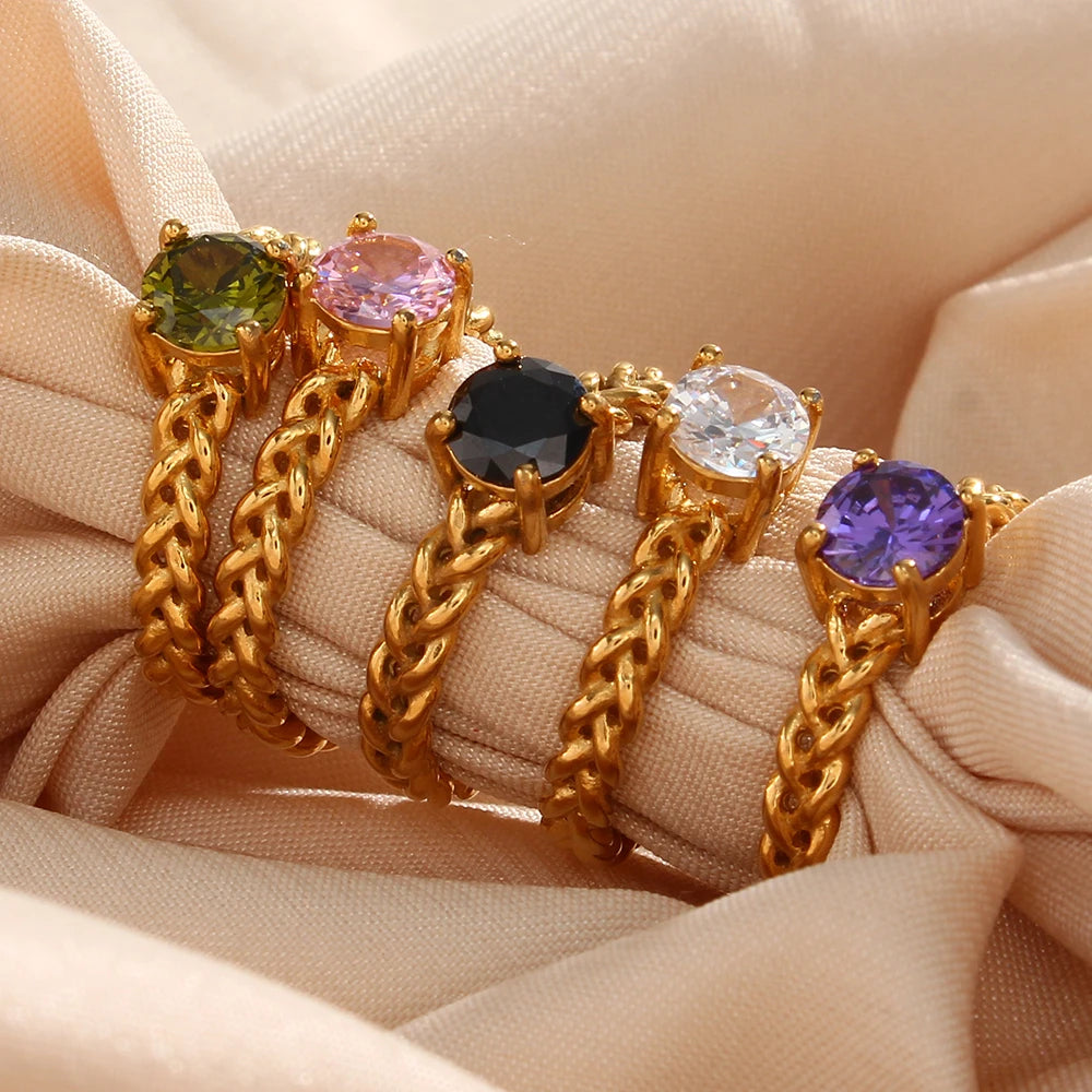 Rope Chain Solitaire Stackable Ring