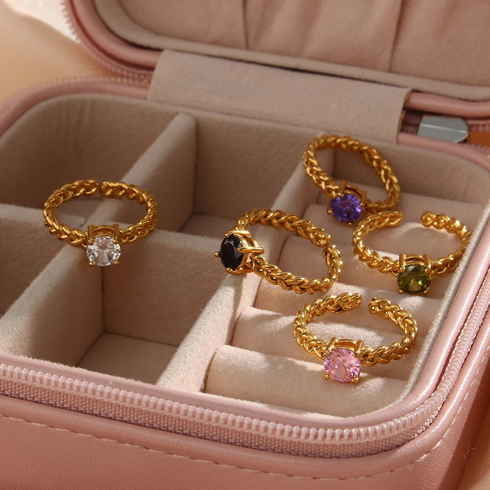 Rope Chain Solitaire Stackable Ring